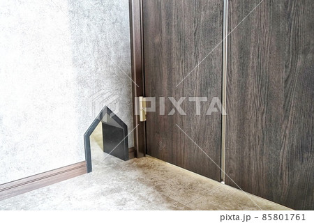 猫が通れる通路がある新築住宅のリビング 85801761