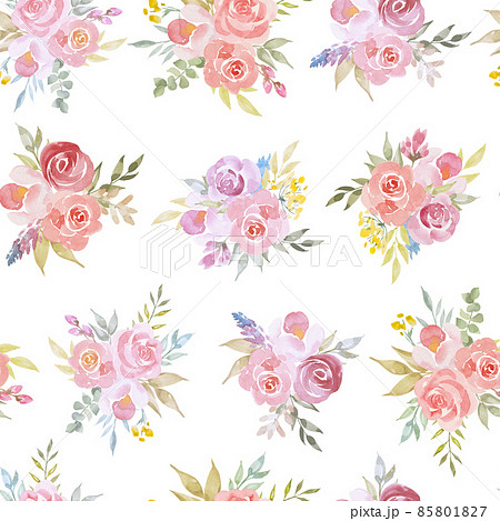 Watercolor botanical seamless pattern wild flowers and garden plants. Hand drawn leaves, pink flowers, herbs and natural elements. For birthday, wedding card, love, invitation, greeting, mother day. Watercolor botanical seamless pattern wild flowers and garden plants. Hand drawn leaves, pink flowers, herbs and natural elements. For birthday, wedding card, love, invitation, greeting, mother day. 85801827
