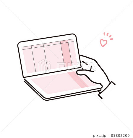 通帳の残高を確認するイラスト素材 85802209