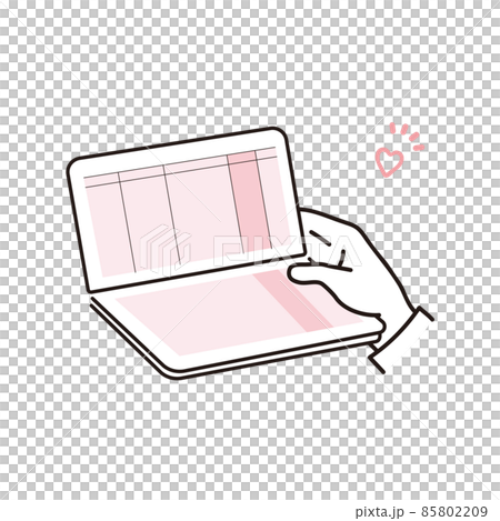 通帳の残高を確認するイラスト素材 85802209