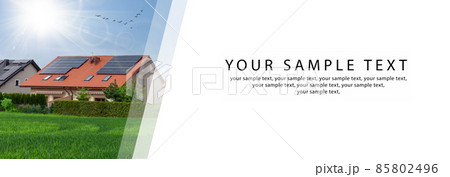 Energy from the sun, solar panels. Ecological concept. Web banner 85802496