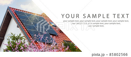 Solar battery on the roof of the house. BIG BANNER Solar battery on the roof of the house. BIG BANNER 85802566