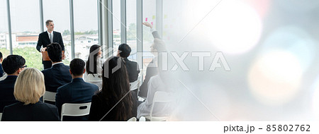 Group of business people meeting in a seminar conference widen view Group of business people meeting in a seminar conference widen view 85802762