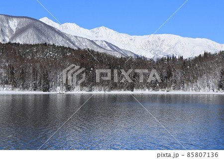 冬の青木湖と白馬三山 冬の青木湖と白馬三山 85807136