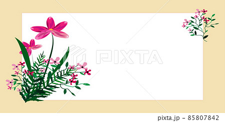 Blank Frame Decorated With Colorful Flowers And Foliage Arranged Harmoniously. Empty Poster Border Surrounded By Multicolored Bouquet Organized Pleasantly. 85807842
