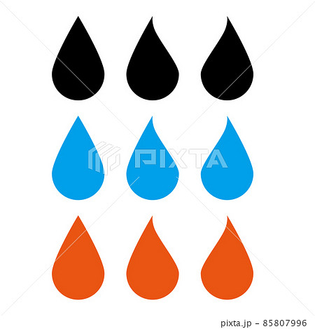 水滴 汗 炎のアイコンセットのイラスト素材