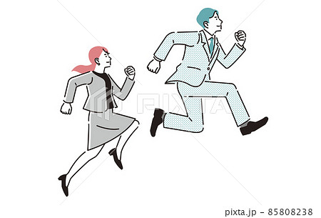 人物 上を目指してジャンプをするビジネスパーソン男女 85808238