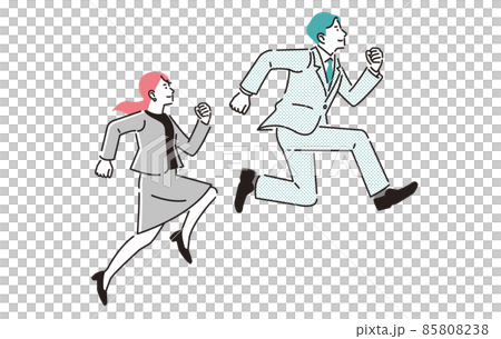 人物 上を目指してジャンプをするビジネスパーソン男女 85808238