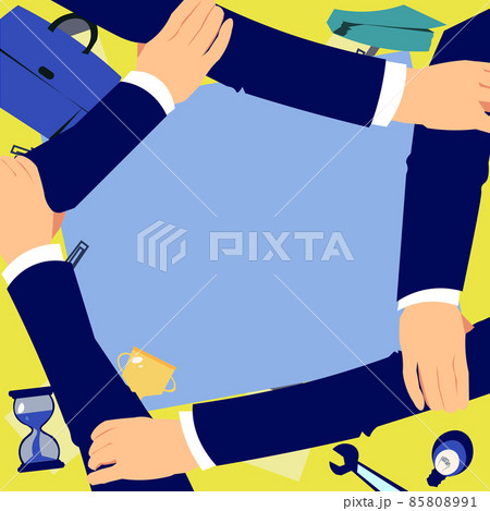 Four Hands Drawing Holding Arm Together Showing Connection Symbol. Connected Arms Design Holds Wrists Displaying Teamwork Cooperation Strong Bond. Four Hands Drawing Holding Arm Together Showing Connection Symbol. Connected Arms Design Holds Wrists Displaying Teamwork Cooperation Strong Bond. 85808991