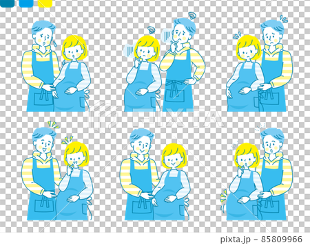 心配する妊婦と寄り添う夫の表情セット 85809966