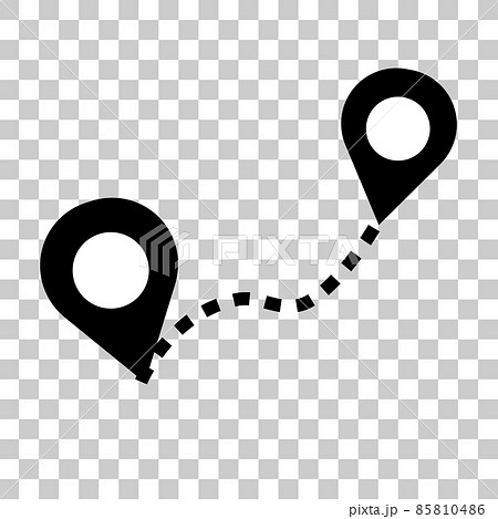 マップピン ルート 背景透過のイラスト素材