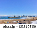 1月（冬） 国分海浜公園から冠雪している立山連峰を望む 富山県高岡市 85810569