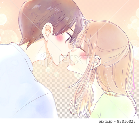 顔を合わせる幸せそうな男女 85810825