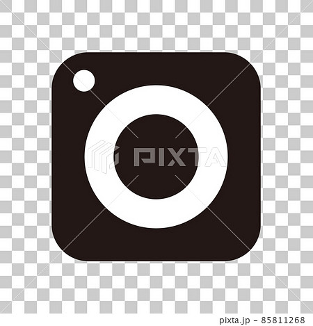 コンパクトなカメラのシルエットアイコン 透過背景のイラスト素材