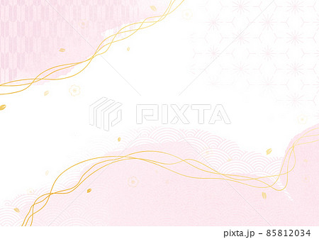 和紙素材　背景テクスチャー　桜　和柄　春素材　ピンク 85812034
