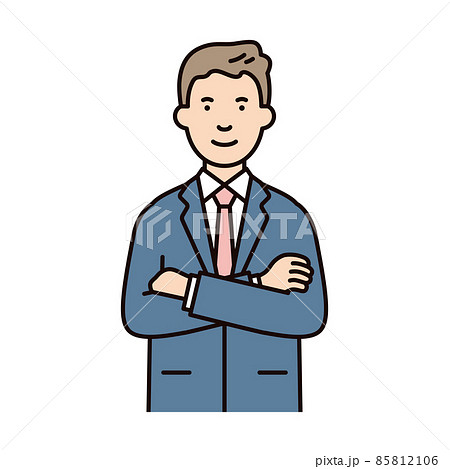 人物_男性_スーツ_上半身_腕を組む_笑顔 人物_男性_スーツ_上半身_腕を組む_笑顔 85812106