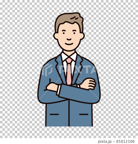 人物_男性_スーツ_上半身_腕を組む_笑顔 人物_男性_スーツ_上半身_腕を組む_笑顔 85812106
