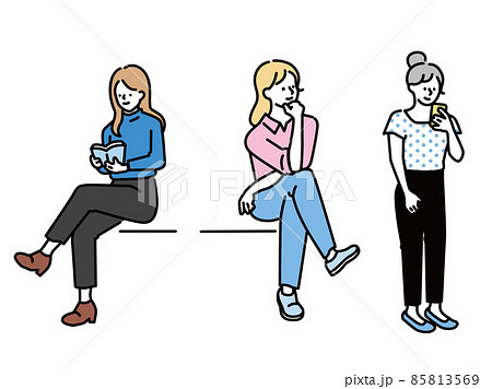 考える 悩む女性のイラスト 迷う 疑問 目標 悩む 想像 選択肢 心配 のイラスト素材