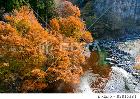 厳立峡の美しい紅葉風景 厳立峡の美しい紅葉風景 85815331