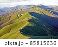武能岳からの七ツ小屋山への稜線と笹原 85815636