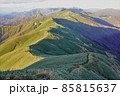 武能岳からの七ツ小屋山への稜線と笹原 85815637