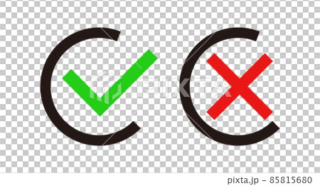 チェックマークとバツマークのアイコンセット チェックマークとバツマークのアイコンセット 85815680