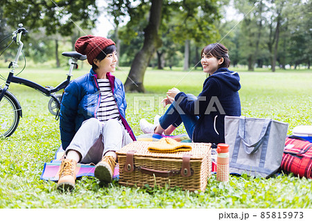 ピクニックを楽しむ女性 85815973