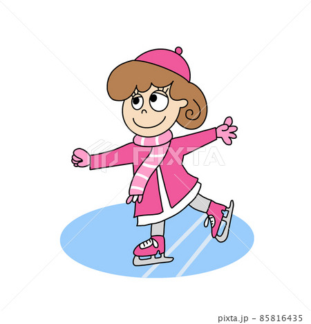 女の子 スケート ピンク イラスト 女の子 スケート ピンク イラスト 85816435