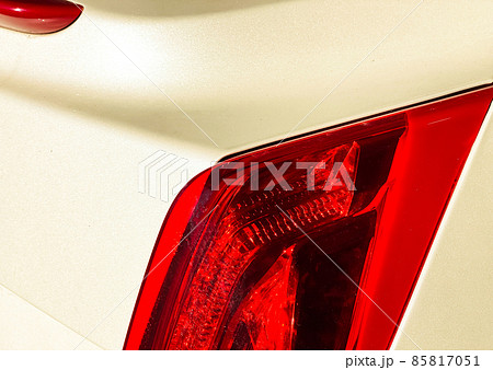 Close-up of led car rear lights on a white car. Car details 85817051