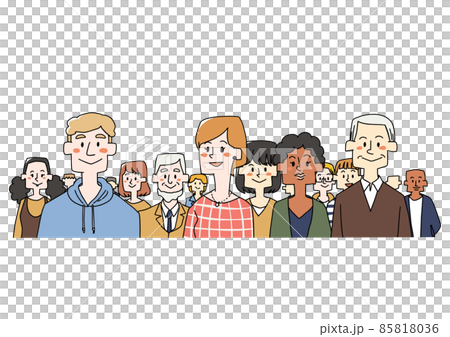 Illustrations of people of various races and ages. Social diversity. Warm hand-painted people. Illustrations of people of various races and ages. Social diversity. Warm hand-painted people. 85818036