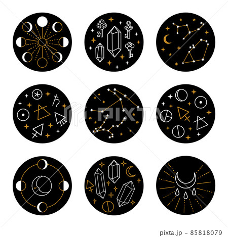 Set of Round Cosmic Stickers Set of Round Cosmic Stickers 85818079