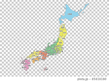 日本地圖彩色版（帶縣字） 85818180
