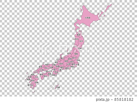 日本地図単色カラー版(都道府県文字付き) 85818182