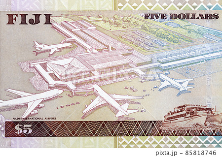 Aerial view of Nadi International Airport from Fijian money 85818746