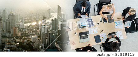Business people group meeting shot from top widen view 85819115