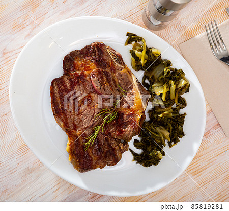 Grilled beef with chard Grilled beef with chard 85819281