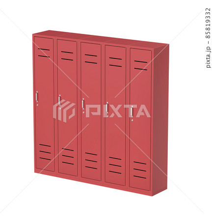 Five red metal lockers 85819332