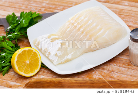Raw pink cusk-eel fish fillet, seafood ingredients Raw pink cusk-eel fish fillet, seafood ingredients 85819443