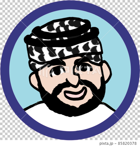 阿拉伯男性背景透明圖標 03 黑色頭巾 85820378