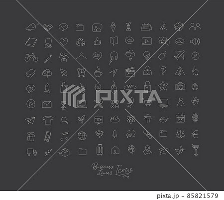 Minimalist linear icons for business white lines 85821579