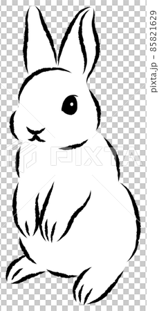 Rabbit standing on two legs Fashionable illustration of sumi-e style drawn with a paintbrush Hand-painted analog-style vector Rabbit standing on two legs Fashionable illustration of sumi-e style drawn with a paintbrush Hand-painted analog-style vector 85821629