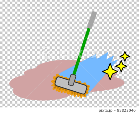 汚れた床をモップで清掃してピカピカにするイラスト 85822040