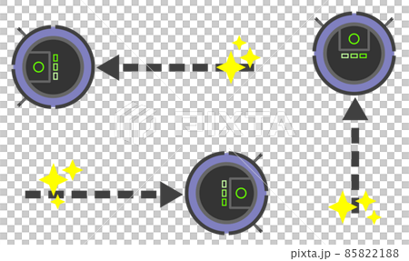 Illustration of a robot vacuum cleaner that automatically cleans the floor Illustration of a robot vacuum cleaner that automatically cleans the floor 85822188