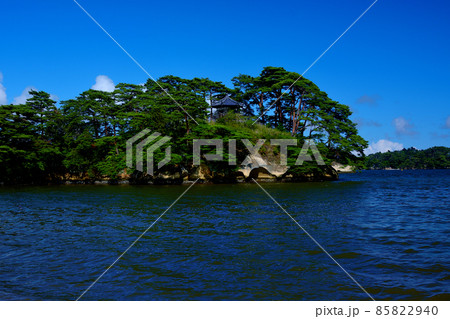 松島・松島公園・浪打浜公園から、正面に浮かぶ雄島を眺める・東北・宮城県(3) 85822940