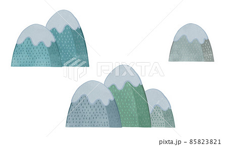かわいい雪山のイラストセットのイラスト素材 8531 かわいい雪山のイラストセットのイラスト素材 8531