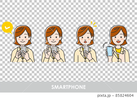 Female office worker operating a smartphone 85824604