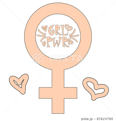 Women resist symbol. Woman fist. Concept the symbol of the mirror of Venus. Women resist symbol. Woman fist. Concept the symbol of the mirror of Venus. 85824760