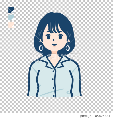 一位身穿開領襯衫的年輕女子的半身剪裁 一位身穿開領襯衫的年輕女子的半身剪裁 85825884