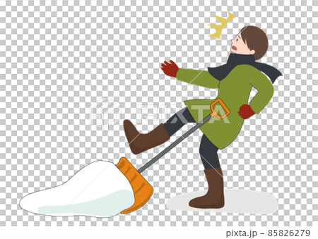 Illustration material: A woman who is surprised to slip and lose balance while shoveling snow Illustration material: A woman who is surprised to slip and lose balance while shoveling snow 85826279