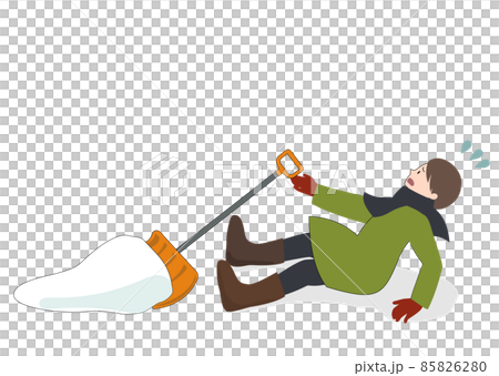 イラスト素材:雪かき中にバランスを崩し、倒れて困っている女性 イラスト素材:雪かき中にバランスを崩し、倒れて困っている女性 85826280